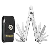 Leatherman Rebar Multi-Tool - 17 feststellbare Werkzeuge für Heimwerker und Camping - Schwarzer Edelstahl mit Molle Holster - Silber