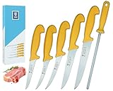 SMI 6 Stück Küchenmesser Set Solingen Metzgermesser Kochmesser Fleischermesser Ausbeinmesser Schlachtermesser Premium Qualität Deutscher Molybdän Stahl 1.4116 Solingen/GERMANY