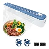 Frischhaltefolienspender Saugnapf Kunststoff Folienschneider mit Magnetisch Folienspender Frischhaltefolie Schneider für Küche Wohnküche Restaurant Blau