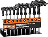 DAKCOS 10 tlg Sechskantschlüssel Set mit T-Griff Innensechskant-Stiftschlüssel Sechskantschraubendreher mit Quergriffen | Metrisch 2mm-10mm | Cr-V