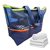 Genérico Strandtasche aus Netzstoff | Sporttasche für Fitnessstudio, wasserdichte Mehrzwecktasche für Hand und Schulter für Arbeit, Fitnessstudio, Reisen, Urlaub, Pool, Schuhe, Handtücher, Einkaufen