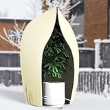 Yomisee Winterschutz für Pflanzen Außen 2 Stück, 120 x 180 cm Frostschutz Pflanzen mit Reißverschluss & Zugband Winterschutzvlies Pflanzenschutz Winter für Baum Palmen Balkonpflanzen haube Beige