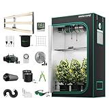 MARS HYDRO FC-4000 Growzelt Komplettset mit Samsung 301H EVO Led Grow Lampe Light Vollspektrum Dimmbarer Pflanzenlampe mit Hydroponics 1680D 120X60X180cm Growtent Indoor Grow Set mit 4' Belüftungssat