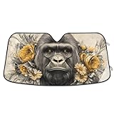 Frontscheibenabdeckung Gorilla Blume Süß Windschutzscheibe Faltbar Windschutzscheibenabdeckung Einfache Lagerung Autoscheibenabdeckung Für Outdoor SUV Truck S