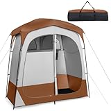 HOMASIS Duschzelt für 2 Personen, tragbares Umkleidezelt für Camping, Toilettenzelt mit Aufbewahrungstasche, Wäscheleine & Haken, Outdoor WC Zelt Duschkabine Umkleidekabine, 210x106x210cm (Braun)