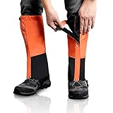 Outdoor Gamaschen, wasserdichte Staubdicht Einstellbare Atmungsaktive Beinschutz Gaiter für Outdoor-Hosen zum Wandern, Klettern,Trekking, Schneewandern 1 Paar (Orange, XL)