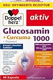 Doppelherz Glucosamin 1000 + Curcuma – Mit Vitamin C als Beitrag zur normalen Kollagenbildung für eine normale Knorpelfunktion – 2er Pack (2 x 40 Kapseln)