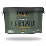 SEEBAUER diy Trendfarbe Dunkelgrün 2,5L (No. T09 Pinienwald) für den Innenbereich - Edelmatte Wandfarbe Grün - Hochdeckende Innenfarbe in Profi-Qualität