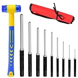 JNEYVIC 9-Teiliges Splinttreiber Set Durchschlag Werkzeug 1,5mm-8mm Splintentreiber-Satz Spannstift-Durchschlag-Set Roll Pin Punch Set mit Tragetasche Hammer für Schmuck Reparaturen Kunsthandwerk