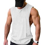 COOFANDY Tanktop Herren Sport Gym Workout Tank tops Muskelshirts Männer Ärmelloses Shirt, Weiß(1 Stück) M