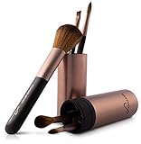 Pinselset Make-Up Luvia, Travel Set Espresso, 5 Kosmetikpinsel Inkl. Schminkpinsel Aufbewahrung, Schwaz, Vegan (Braun/Cappuccino)