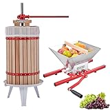 Arebos Obstpresse 30L und Obstmühle 7L| Manuelle Saftpresse I Beerenpresse inkl. Presstuch, Druckplatte und Metallspindel I Für jegliche Arten von Saft & Gemüse