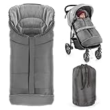 Zamboo Fußsack für Joie Buggy Sportwagen (passend für Litetrax, Mytrax, Chrome) - Winterfußsack für Kinderwagen, mit Reflektor, Kapuzenfunktion & Tasche - Grau