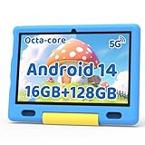 Ainmel Kinder Tablet 10 Zoll Octa-Core Android 14 Tablet für Kinder, 16GB+128GB (1TB TF), Kindersicherung, WiFi 6/Bluetooth 5.3, Widevine L1 mit Kindersicheres Gehäuse -Blau