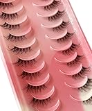 Halbe Falsche Wimpern 10 Paare Russian Strip, D/DD Curl Flauschige Nerzwimpern Natural Eye Lashes Pack Wiederverwendbar