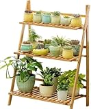 3-stöckiges faltbares Pflanzenleiter-Regal – Gartenregal für Topfpflanzen, Blumentopf-Präsentationsständer, mehrfarbiger Übertopf für Haus und Garten