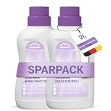 ALPENWERT Daunenwaschmittel 2x1L - Spezialwaschmittel für Daunenjacken, Bettdecken, Schlafsäcke & Kissen - sanftes Waschmittel für fasertiefe Reinigung & Pflege mit frischem Duft - Made in Germany