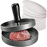 Burger Press & 100 Wachspapier Antihaft-Fleisch Patty Hamburger Maker für die Herstellung von Quarter Lb oder großen 1/3 Pfund gefüllten Taschenburger, Aluminium für BBQ Grill