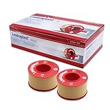 Leukoplast Rollenpflaster 2,5 cm x 5 m, Pflaster Rolle Fixierpflaster Rolle mit Schutzring, Heftpflaster Rolle, medizinisches Tape zur Wundverbänden-Fixierung(12 Stück)