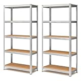 Blumixx 2X Schwerlastregal 180x90x40 mit 5 Böden – Tragkraft 875 kg pro Regal – Metall Steckregal mit MDF-Böden – Lagerregal für Keller, Werkstatt & Garage – stabil & höhenverstellbar