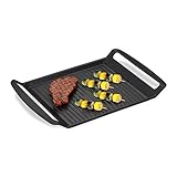 Relaxdays Grillplatte, Gas- & Elektroherd, Fleisch Gemüse Fisch grillen, Antihaft Grillpfanne, anthrazit, 3.7 x 26 x 39 cm