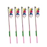 Hemobllo 5 Stücke Katze Kätzchen Katze Zauberstab Katzen Plüsch Mäuse Haustier Katzenspielzeug Interaktive Wiggle Teaser Katze Interaktives