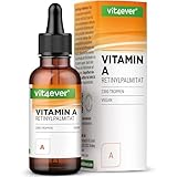 Vitamin A Tropfen - 70ml (2380 Tropfen) - Vitamin A (Retinylpalmitat) in MCT-Kokosöl gelöst ohne Alkohol - vegan, hochdosiert, ohne unnötige Zusätze