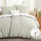 RUIKASI Bettwäsche 135x200 Baumwolle 4teilig - Bettwäsche-Sets 135x200cm Beige Wendebettwäsche 4tlg mit Reißverschluss, zweifarbige Bettbezüge 2er Set Beige und Weiß Cotton