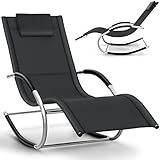 tillvex Relaxliege Gartenliege | Liegestuhl wetterfest | Schwungliege 150 kg Belastung | Sonnenliege atmungsaktiv (Anthrazit)