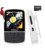 YOTON MP3-Player mit Bluetooth 5.2, 64 GB Speicher, kompakter HiFi-Musikplayer mit Sportclip, unabhängiger Lautstärkeregler, FM-Radio, inkl. Kopfhörer, weiß