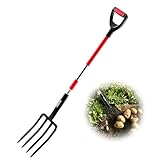 VEVOR Dunggabel, 4-Zinken-Heugabel mit Fiberglasstiel, 1150 mm Mistgabel, Mistforke mit Y-Griff, Spatengabel aus geschmiedetem Stahl für Heu, Kartoffelkompostierung, Umpflanzen und Belüftung