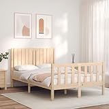 ARKEM Massivholzbett mit Kopfteil Bettgestell Bed Frame Holzbett Kopfteil Bett Schlafzimmer Bett Massivholzbetten 120x200 cm - 3192941