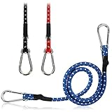 com-four® 3X Gummispanner - Gepäckspanner mit weißen Streifen - Spannseil mit Karabiner Haken - Spanngummis für Fahrrad, Auto, Gepäck (80cm - 3 Stück - bunt)