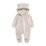 KIDDLETOWN Baby Overall Winter Fleece Strampler Baby Schneeanzüge mit Kapuze Neugeborenes Bär Schneeanzug Junge und Mädchen Einteiliger Anzug für 0-3 Monate