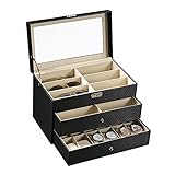 Uhren-Organizer für Herren/Damen, Retro-Schmuckschatulle, Aufbewahrungsbox für Schmuckdisplays für Mädchen mit Spiegel, multifunktionale Schmuckschatulle, Aufbewahrungsb