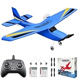 HAWK'S WORK 2 Kanal RC-Flugzeug, RC Flugzeug Ready to Fly, 2.4GHz Ferngesteuertes Flugzeug, Leicht zu Fliegen RC Segelflugzeug für Kinder & Anfänger (Blau)