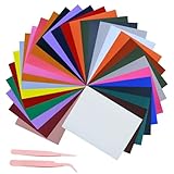 Juadnic 30er-Pack Plotterfolie Textil (Mit Pinzette), 20 X 15 Cm, Bügelfolie Für Textilien, Flexible Folie Zum Bemalen Von Textilien, Ideal Für T-Shirt-Design, Bekleidung, Taschen Und Hüte