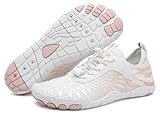 Teechodina Unisex Traillaufschuhe Herren Damen Wanderschuhe Barfußschuhe Laufschuhe Knit Sneaker Fitnessschuhe Fivefinger Zehenschuhe, AA-Weiß, 39