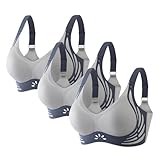 3-teilige BHs für Damen, Multipack, Übergröße, bügellos, nahtlos, bequem, Push-Up-BH, gewellt, gepolstert, kabellos, Komfort, Balkon, Minimizer-BH für Damen, blau, M