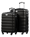 COOLIFE 2-Teiliges Kofferset, Der Ideale Begleiter für Ihre Familienreisen. M+L, PC+ABS, Hartschale, Leicht Robuster, Koffer mit 360° Spinner Räder, YKK Reißverschluss, TSA Zahlenschloss, Schwarz