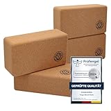 4 x Yoga Block VonBueren | Yogablöcke aus Kork | 22 x 12 x 7,5 cm je Yogablock | Yogazubehör für Damen und Herren | Hatha Klotz | Yogaklötze