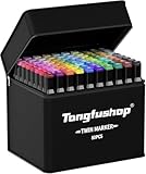 Tongfushop 80 Farben Marker Stifte Set, Meißel & Feine Verdoppelt Spitzt Alkoholmarker, 2 Sekunde Schnell Trocknende Kunst Sketch Permanent Filzstifte für Zeichnung, Design, Rendering, Brief, Manga