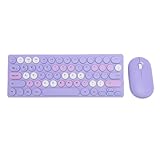 Fockety Combo für Drahtlose Tastatur und Maus, 2,4 G Wireless 64 Tasten Moderne Slim Computertastatur 1200DPI Maus mit USB Empfänger für Auto Sleep (Purple)