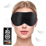 Liebesfreunde® Premium Augenmaske aus 100% echter Seide - Schlafmaske für Frauen Männer, Augenbinde, schwarz