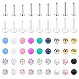 Longita 16G 6-10MM Stab Piercing Lippe Chirurgenstahl & Acryl Ersatzkugeln Kugel für Helix Tragus Ohrstecker Labret Lippenpiercing Ohrpiercing Conch für Damen