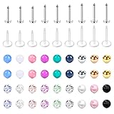 Longita 16G 6-10MM Stab Piercing Lippe Chirurgenstahl & Acryl Ersatzkugeln Piercing Kugel für Helix Tragus Piercing Ohrstecker Labret Lippenpiercing Ohrpiercing Conch Piercing für Damen