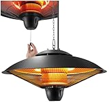 tectake® Infrarot Heizstrahler hängend, Deckenheizung, Infrarotstrahler Lampe zum Aufhängen an Decke, outdoor und indoor Infrarotheizung, Heizung elektrisch, Deckenheizstrahler für Terrasse