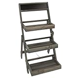 HRB Blumenregal, große Blumentreppe 3 stufig 36 x 72 cm (BxH) Vintage Design Anthrazit Wunderschöne Pflanzentreppe für draußen und drinnen aus Holz. Blumenregal für den Balkon oder Outdoor.