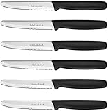 HOHSCHEID Steakmesser Set 6-teilig, Edelstahl Steakbesteck Set Fein Wellenschliff Steakmesser Schwarz