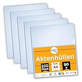 perfect line - 100 Aktenhüllen DIN-A4-90 my, transparent, genarbt - dünn, leicht & platzsparend - Top Qualität - dokumentenecht, säurefrei